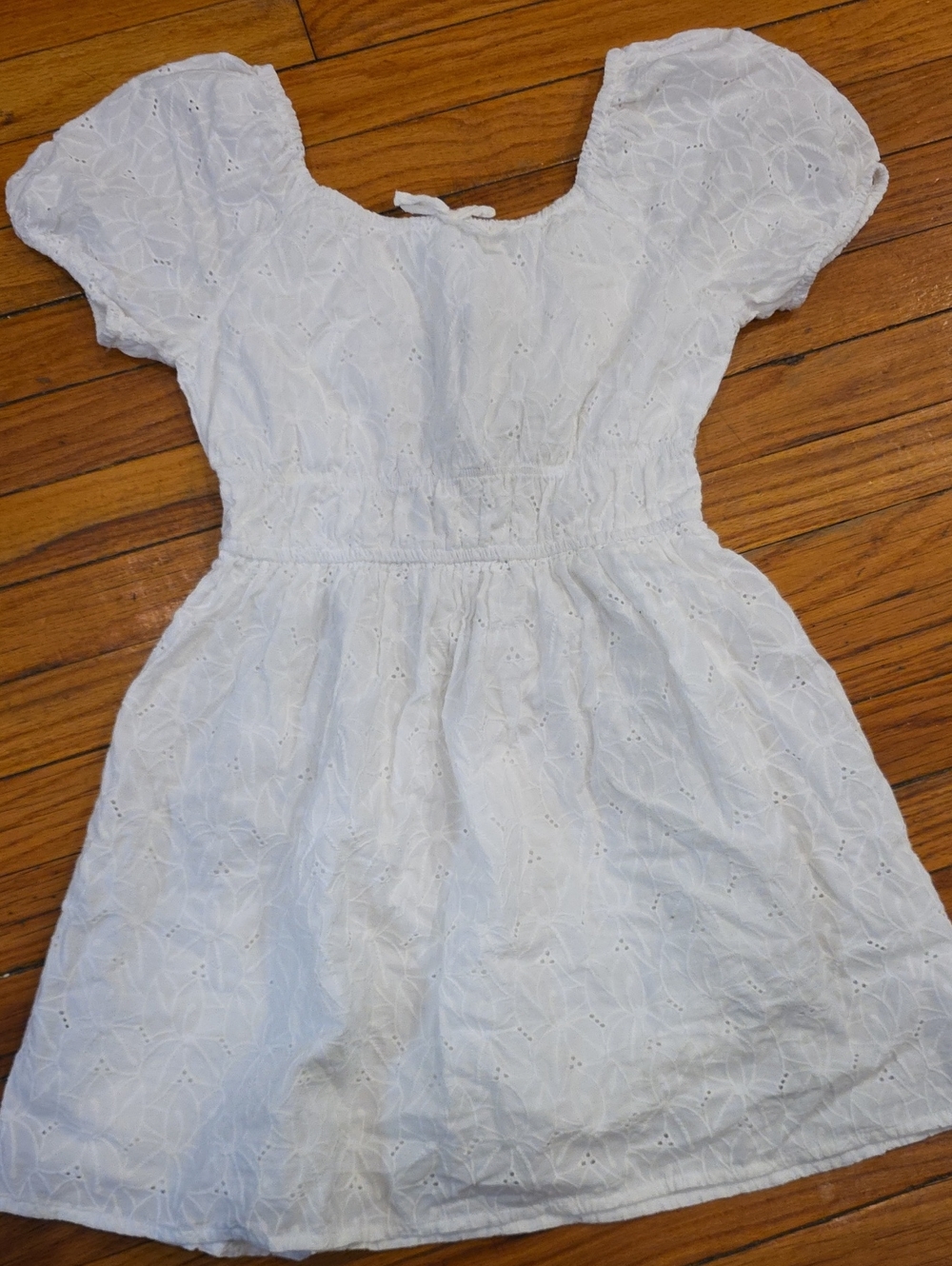 Primark White Eyelet Puff-Sleeve Casual Dress